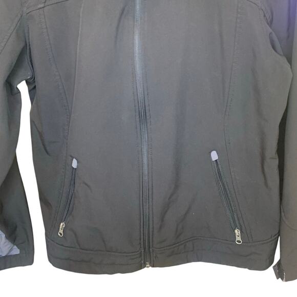 Free Country Softshell Jacket L Black Mens Detachable Hood Lined Full Zip - Picture 7 of 11
